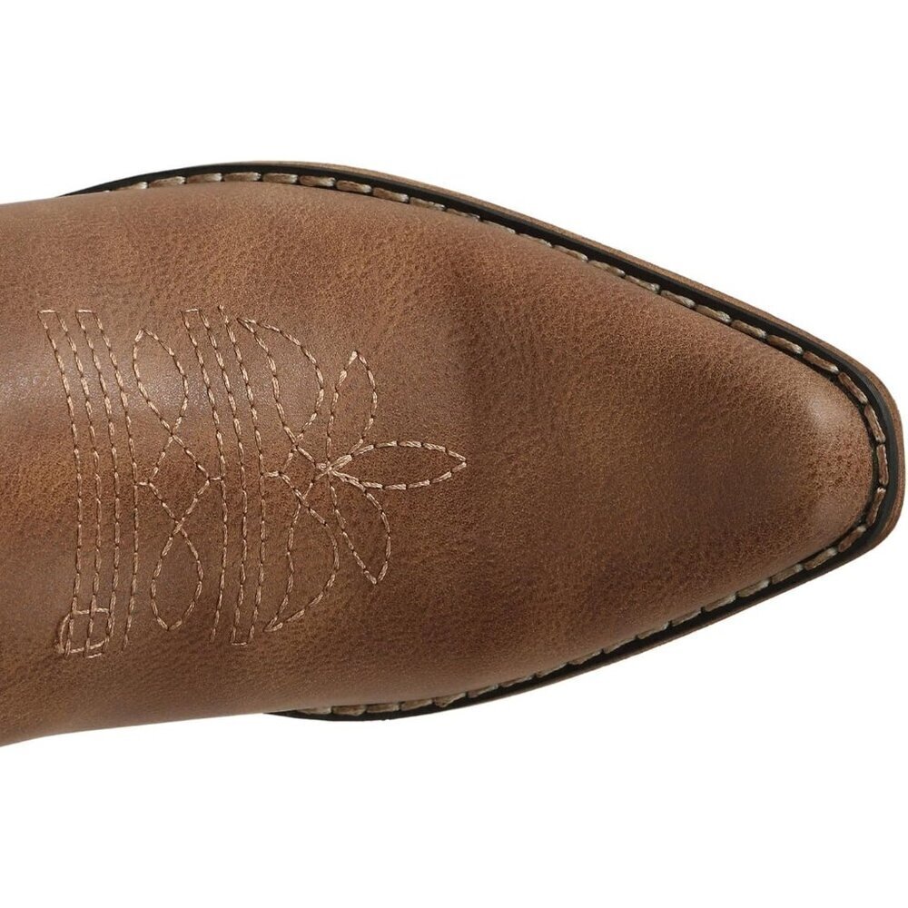 SheSole Western Boots Women Brown  Faux Leather Square Toe Wide Mid Calf - Picture 3 of 7